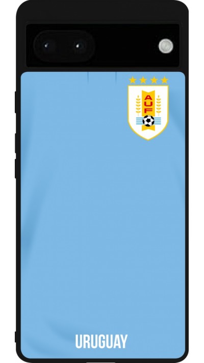 Google Pixel 6a Case Hülle - Silikon schwarz Uruguay 2022 personalisierbares Fussballtrikot