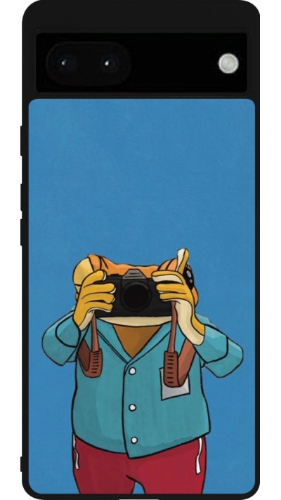 Google Pixel 6a Case Hülle - Silikon schwarz Frog with camera DTMF