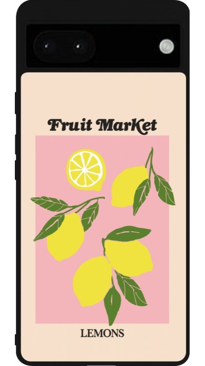 Google Pixel 6a Case Hülle - Silikon schwarz Fruit market lemons 2026