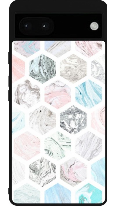 Coque Google Pixel 6a - Silicone rigide noir Marble Everything