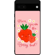 Coque Google Pixel 6a - Silicone rigide noir Mom 2026 Berry best