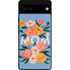 Coque Google Pixel 6a - Silicone rigide noir Mom 2026 Flowers