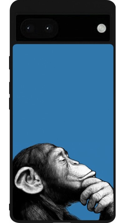 Coque Google Pixel 6a - Silicone rigide noir Monkey Pop Art