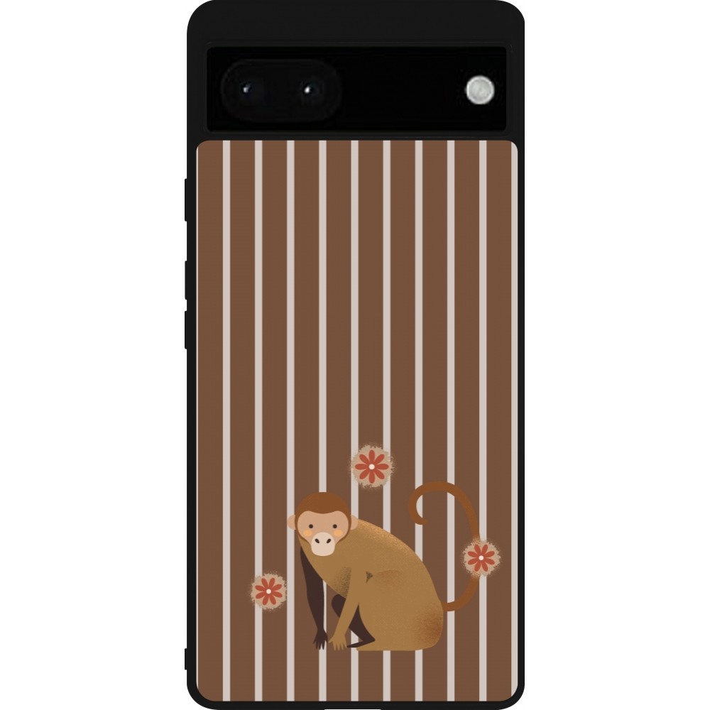 Google Pixel 6a Case Hülle - Silikon schwarz Monkey with stripes