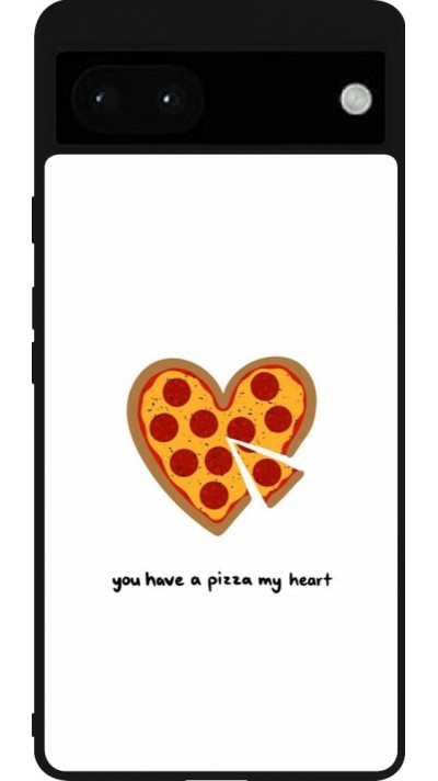 Google Pixel 6a Case Hülle - Silikon schwarz Saint Valentines Day 26 You have my pizza heart