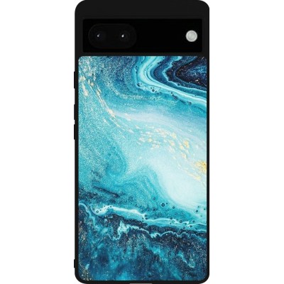 Google Pixel 6a Case Hülle - Silikon schwarz Sea Foam Blue