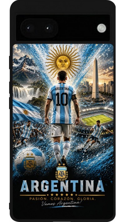 Google Pixel 6a Case Hülle - Silikon schwarz Fussball Argentinien splash 2026