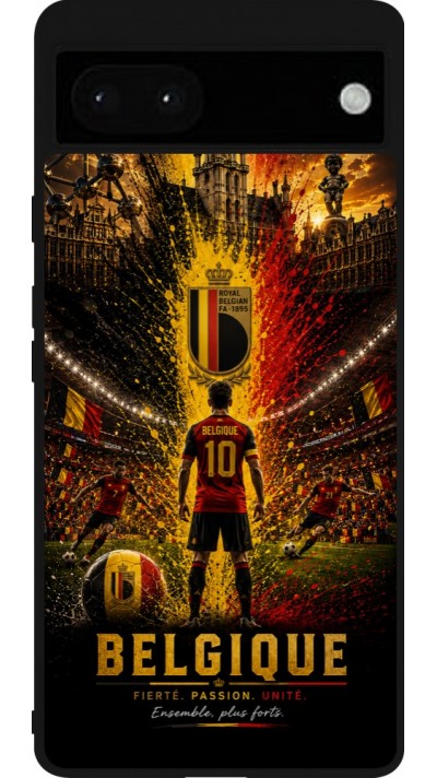 Google Pixel 6a Case Hülle - Silikon schwarz Fussball Belgien splash 2026