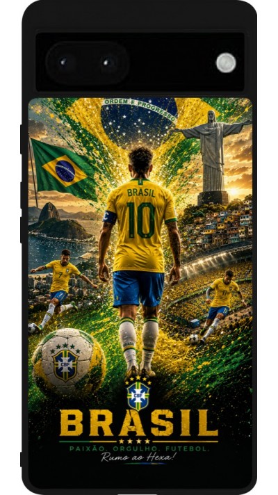 Google Pixel 6a Case Hülle - Silikon schwarz Fussball Brasilien splash 2026