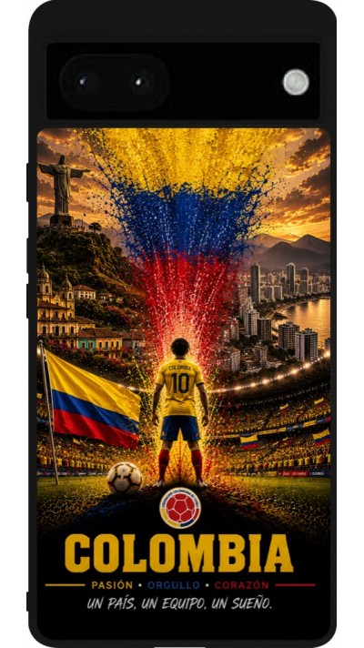 Google Pixel 6a Case Hülle - Silikon schwarz Fussball Kolumbien splash 2026