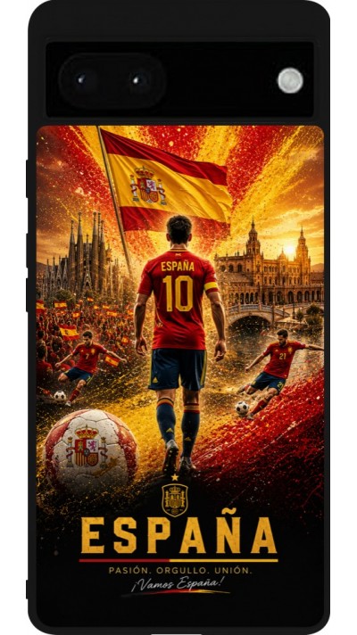 Google Pixel 6a Case Hülle - Silikon schwarz Fussball Espanien splash 2026