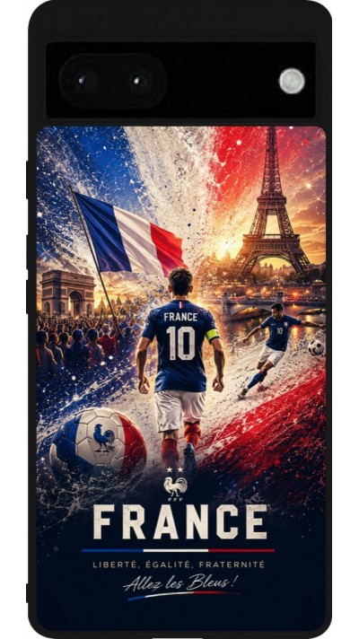 Google Pixel 6a Case Hülle - Silikon schwarz Fussball Frankreich splash 2026