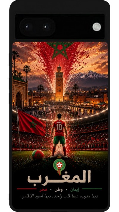 Google Pixel 6a Case Hülle - Silikon schwarz Fussball Marokko splash 2026