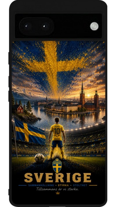 Google Pixel 6a Case Hülle - Silikon schwarz Fussball Schweden splash 2026