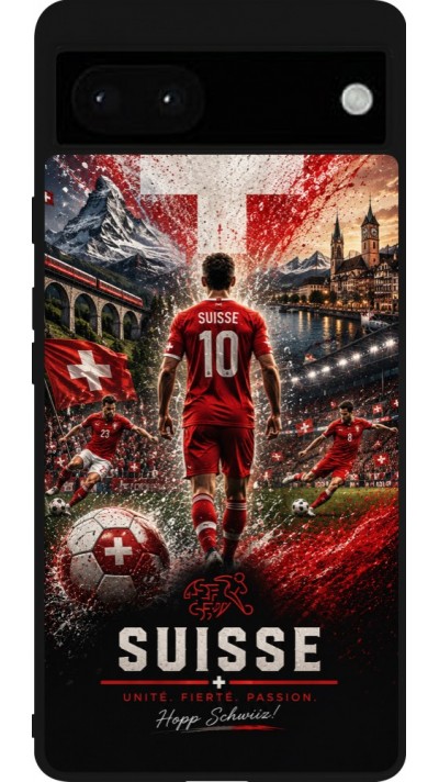 Google Pixel 6a Case Hülle - Silikon schwarz Fussball Suisse splash 2026