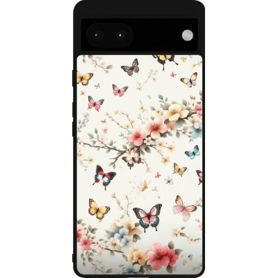 Google Pixel 6a Case Hülle - Silikon schwarz Frühling 25 Leichte Schmetterlinge