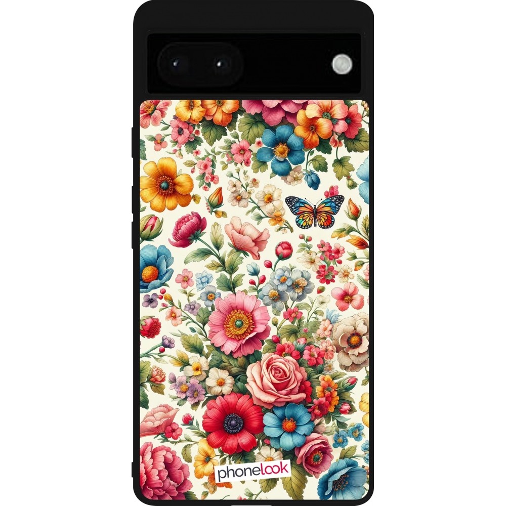 Google Pixel 6a Case Hülle - Silikon schwarz Spring 25 fruehling bluetend