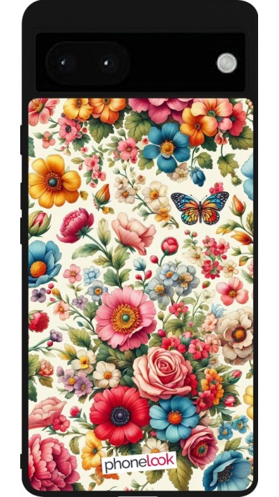 Google Pixel 6a Case Hülle - Silikon schwarz Spring 25 fruehling bluetend