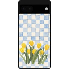 Google Pixel 6a Case Hülle - Silikon schwarz Blue vichy tulips 2026