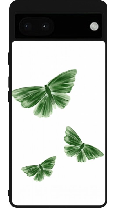 Google Pixel 6a Case Hülle - Silikon schwarz Butterflies 2026