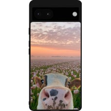 Google Pixel 6a Case Hülle - Silikon schwarz Cow with tulips 2026