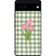 Google Pixel 6a Case Hülle - Silikon schwarz Green vichy tulips 2026
