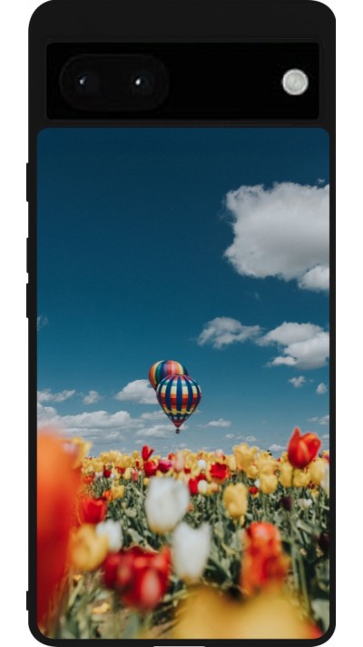 Google Pixel 6a Case Hülle - Silikon schwarz Hot air balloon 2026