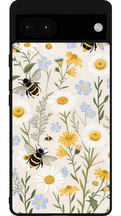 Google Pixel 6a Case Hülle - Silikon schwarz Pattern bees 2026