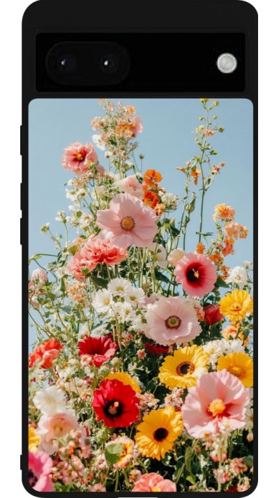 Google Pixel 6a Case Hülle - Silikon schwarz Spring flowers 2026