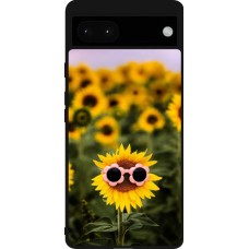 Google Pixel 6a Case Hülle - Silikon schwarz Sunflower with glasses 2026
