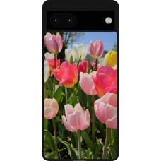 Google Pixel 6a Case Hülle - Silikon schwarz Tulips 2026