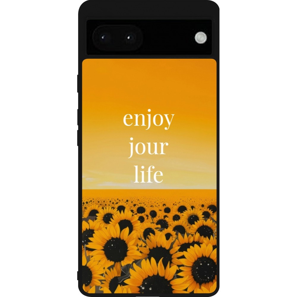Google Pixel 6a Case Hülle - Silikon schwarz Summer 2025 Enjoy your life