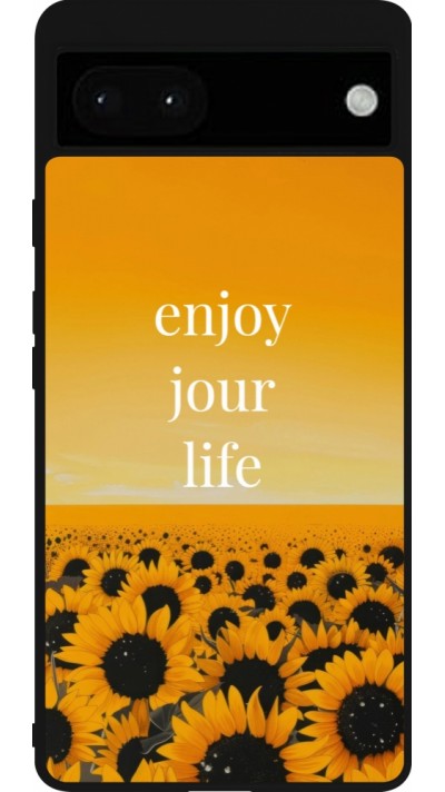 Google Pixel 6a Case Hülle - Silikon schwarz Summer 2025 Enjoy your life