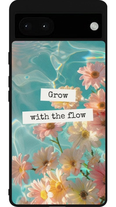 Google Pixel 6a Case Hülle - Silikon schwarz Summer 2025 Grow with the flow