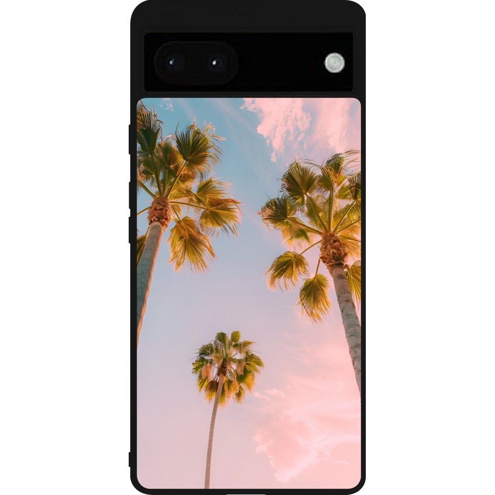 Google Pixel 6a Case Hülle - Silikon schwarz Summer 2025 Palmiers