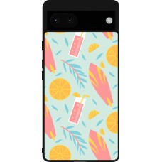 Google Pixel 6a Case Hülle - Silikon schwarz Summer 2025 Pattern citron