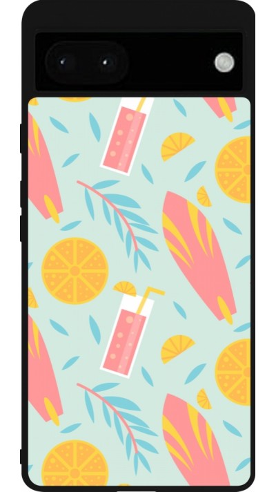 Google Pixel 6a Case Hülle - Silikon schwarz Summer 2025 Pattern citron