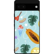 Google Pixel 6a Case Hülle - Silikon schwarz Summer 2025 Pattern papaya