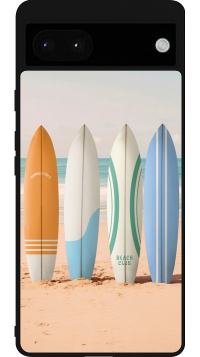 Coque Google Pixel 6a - Silicone rigide noir Summer surfboard 2025