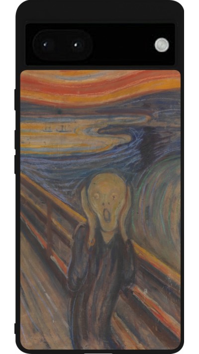 Coque Google Pixel 6a - Silicone rigide noir Tableau art - Le Cri - Edvard Munch