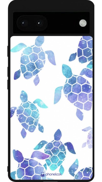 Google Pixel 6a Case Hülle - Silikon schwarz Turtles pattern watercolor