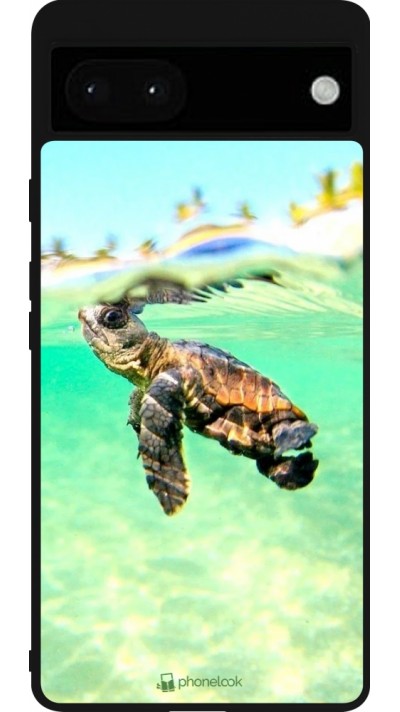 Google Pixel 6a Case Hülle - Silikon schwarz Turtle Underwater