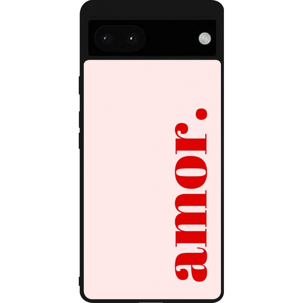 Google Pixel 6a Case Hülle - Silikon schwarz Valentine 2024 amor