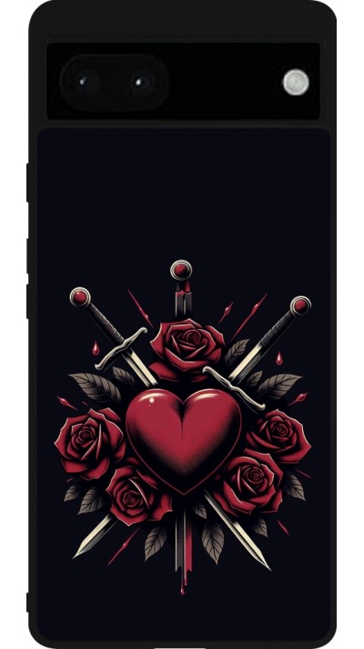 Google Pixel 6a Case Hülle - Silikon schwarz Valentine 2024 gothic love