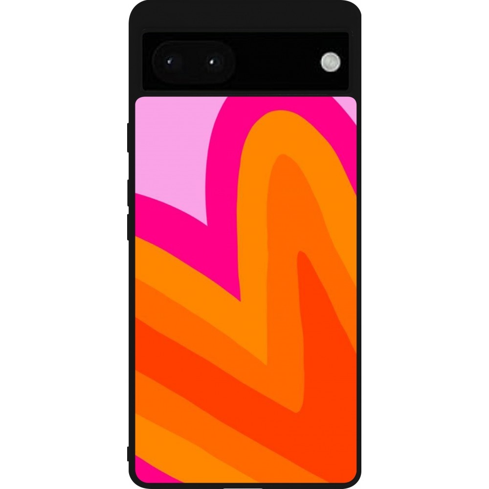 Google Pixel 6a Case Hülle - Silikon schwarz Valentine 2024 heart gradient