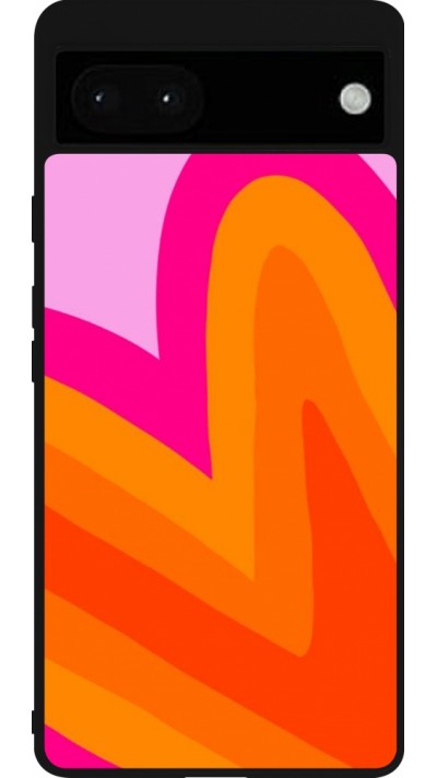 Google Pixel 6a Case Hülle - Silikon schwarz Valentine 2024 heart gradient