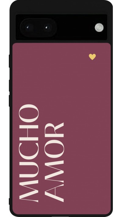 Google Pixel 6a Case Hülle - Silikon schwarz Valentine 2024 mucho amor rosado