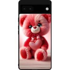 Google Pixel 6a Case Hülle - Silikon schwarz Valentin 2024 Rosaroter Teddybär