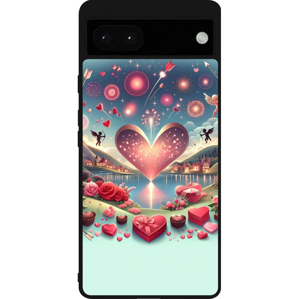 Google Pixel 6a Case Hülle - Silikon schwarz Valentin 2025 Schick