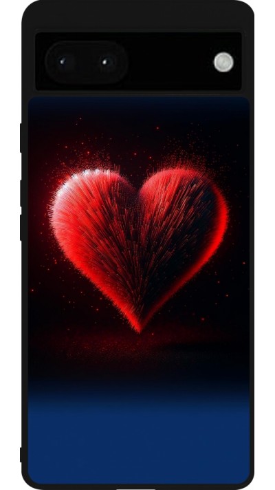 Google Pixel 6a Case Hülle - Silikon schwarz Valentin 2025 rotes Herz